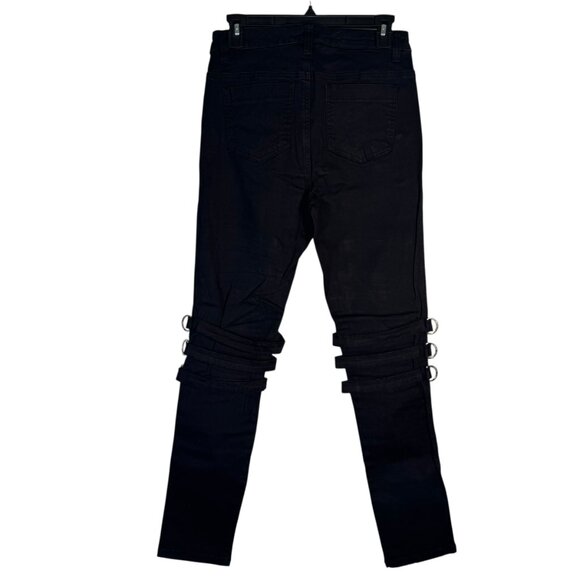 Royal Bones By Tripp Black Lace Up Jeans Pants w/ Straps Zippers Hot Topic 9 - Picture 9 of 12